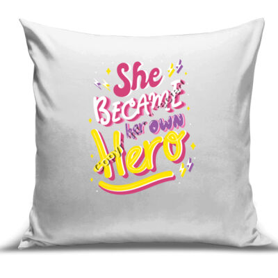 She Became Her Own Hero - Cushion Cover - 100% Linen Thumbnail